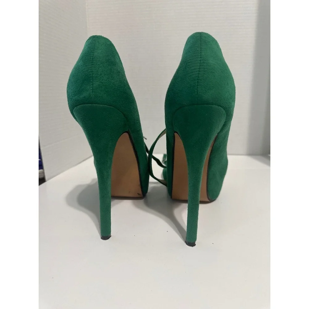Platform Heels Emerald Green Ankle Strap Stiletto‎ Pumps Shoes